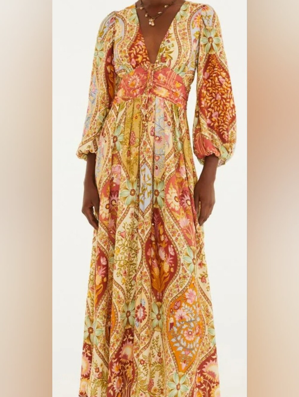 FARM Rio Long-sleeved dress with a romantic nature print  Size S NWT